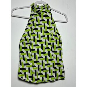 Elizabeth Mckay Halter Neck Geometric Print Top Size 0 preowed